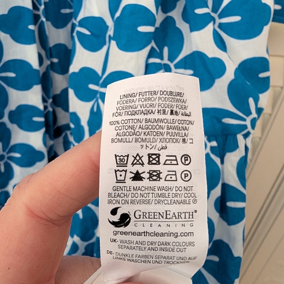 NWT Boden Paisley Tiered Shirt Dress - Indigo Floral Tile Pattern - Picture 8 of 9